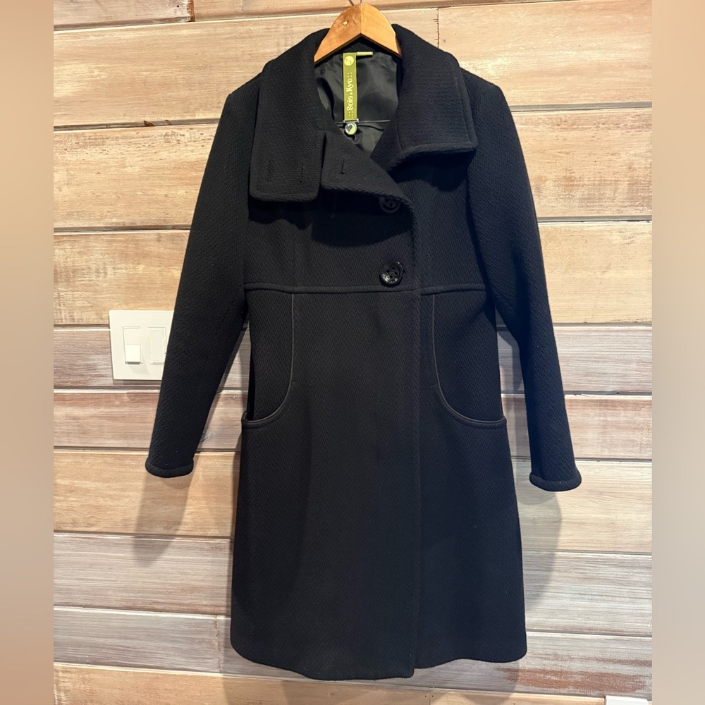 Soia & Kyo Elegant Black Textured Formal Winter Coat Size Large